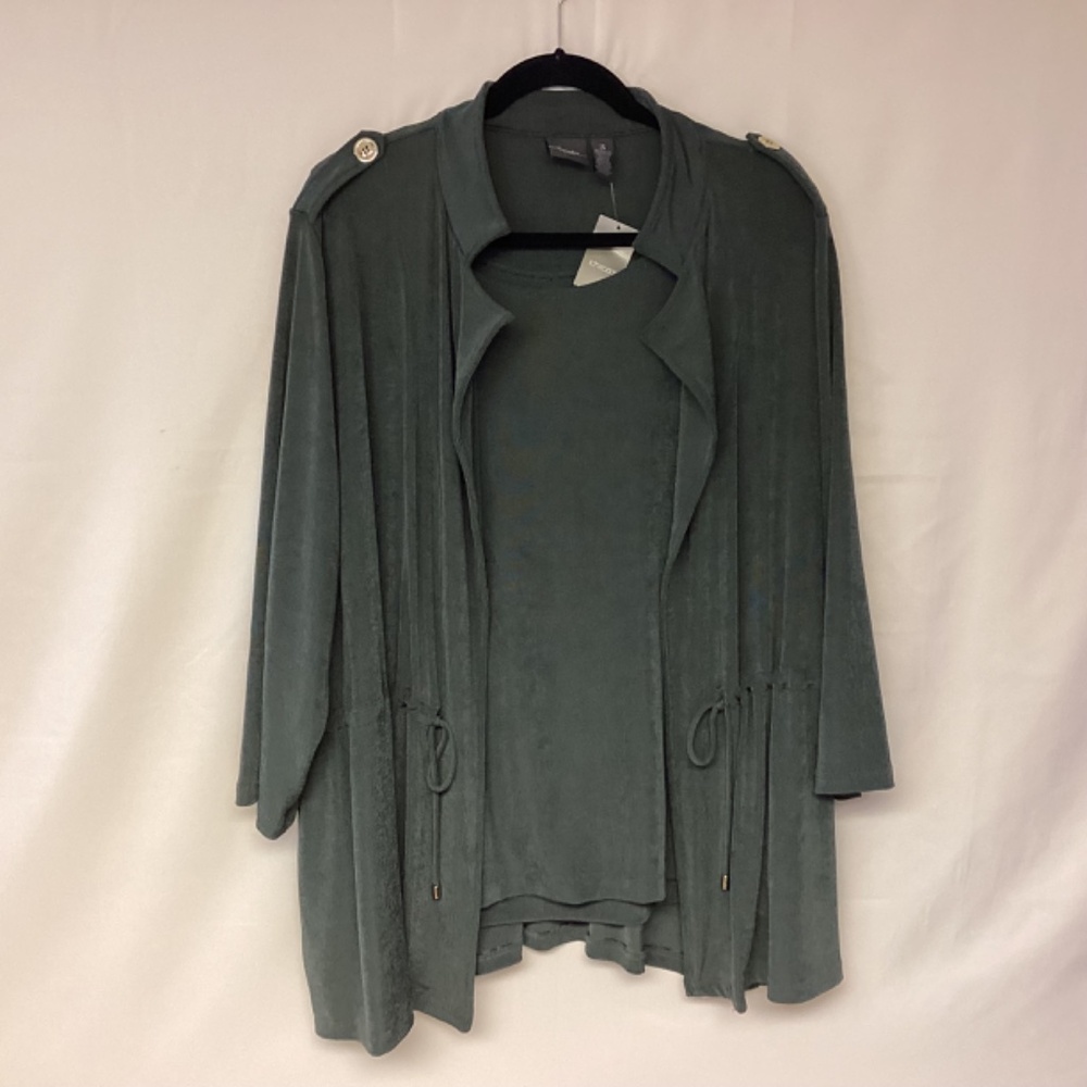 Relaxed Open-Front Green Drawstring Jacket - image 2
